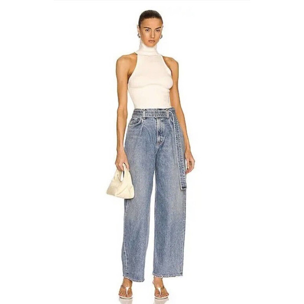 New Agolde Belted Baggy Pleated Jeans In Outlander